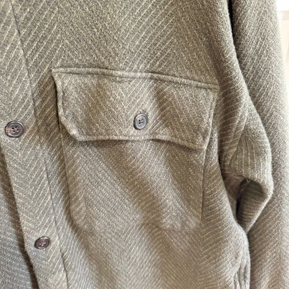 Abercrombie & Fitch Men’s XL Tall Olive Textured Knit Shacket Overshirt Jacket